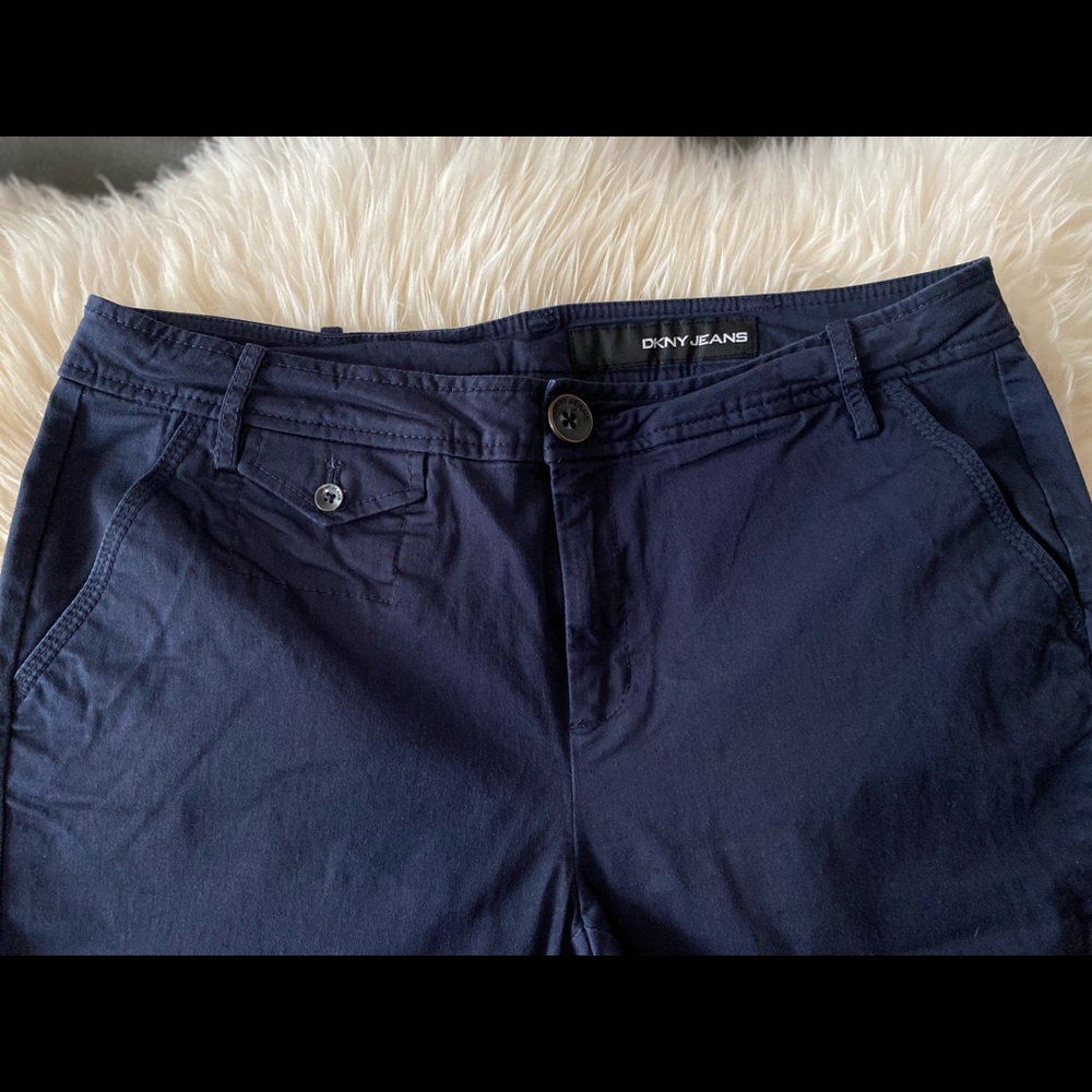 Vintage DKNY JEANS Navy Blue Women’s Cropped Roll Cuff Pants Sz 8